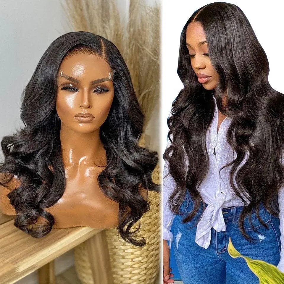Glueless Pre Plucked Natural Black Color Wig Loose Wave Cuticle Aligned Unprocessed Human Hair Lace Front Wig
