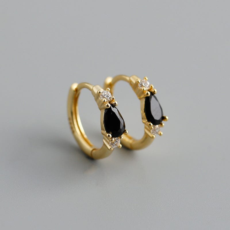 Gold+Black Zircon 2023 trendy fashion jewelry  925 sterling silver color cubic zircon CZ diamond gold huggie hoop earrings for women