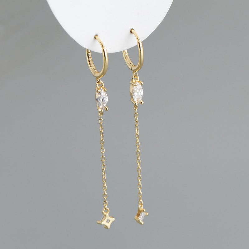 Gold+Colorless Cubic 2023 Fashion Earring Jewelry 925 Sterling Silver 18k Gold Plated Color Cubic Zircon Crystal Long Chain Tassel Earrings for Women