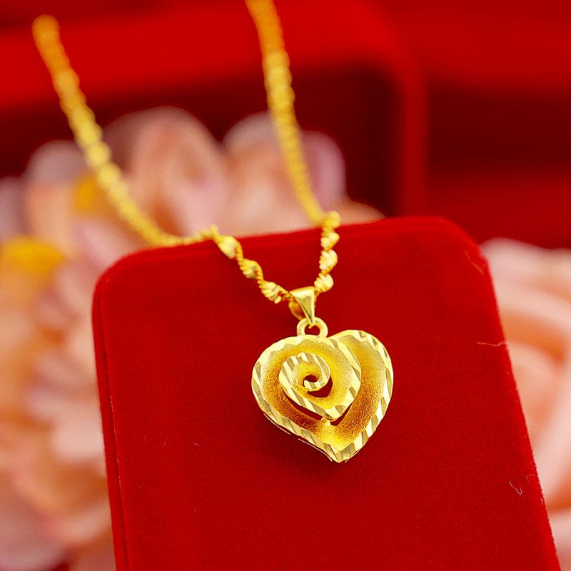 Gold Dropshipping 18K Gold Heart Pendant Necklace for Girlfriend Women Wedding Engagement Jewelry with Chain Choker Birthday Gifts