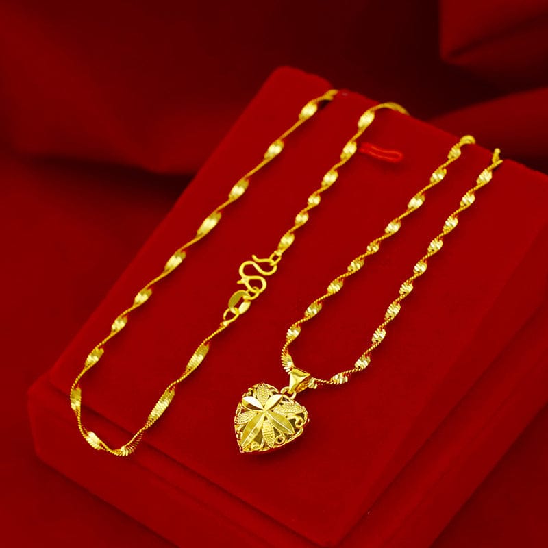 Gold Dropshipping Fashion Gold Necklace for Women Wedding Jewelry with Pendant Necklace Choker Heart Shaped Ethnic Chain Gifts