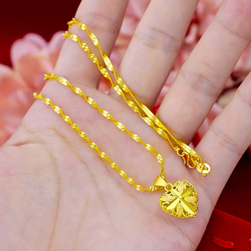 Gold Dropshipping Fashion Gold Necklace for Women Wedding Jewelry with Pendant Necklace Choker Heart Shaped Ethnic Chain Gifts