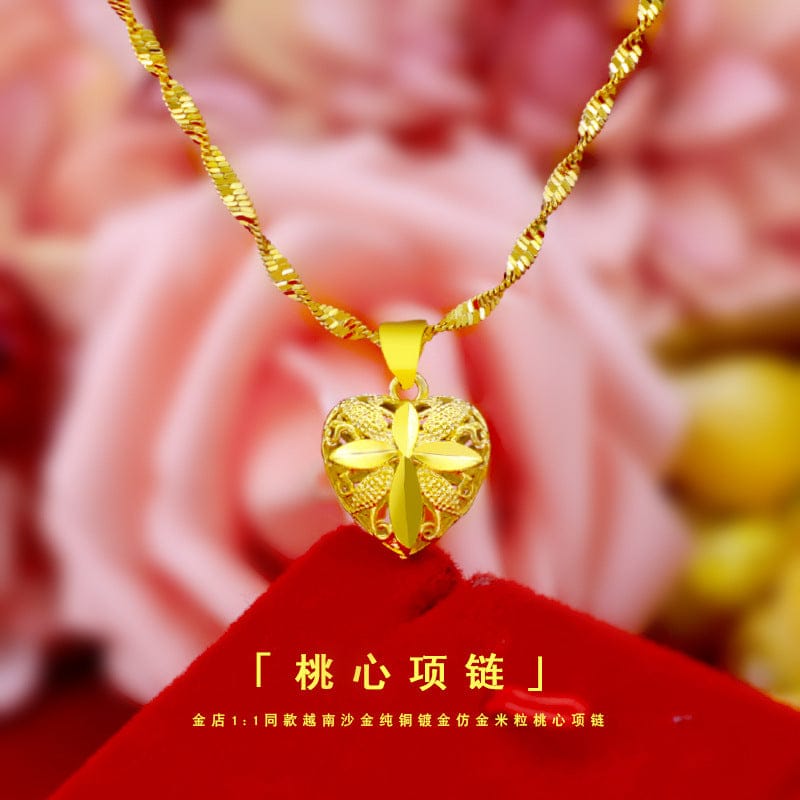Gold Dropshipping Fashion Gold Necklace for Women Wedding Jewelry with Pendant Necklace Choker Heart Shaped Ethnic Chain Gifts