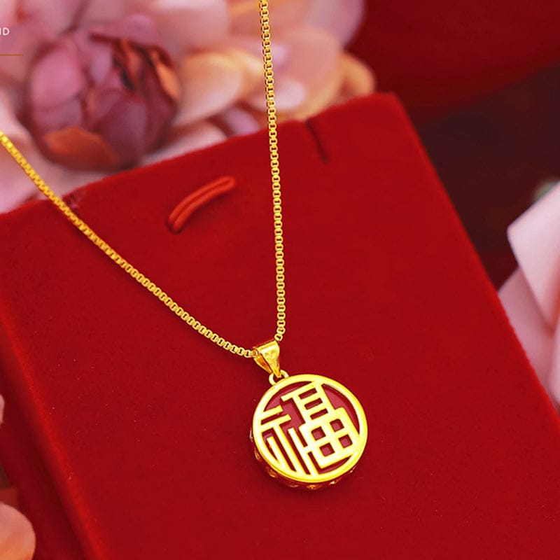 Gold Dropshipping Lucky Gold Pendant Necklace for Women Chain Clavicle Ornaments for Girlfriend Birthday Gifts Fine Jewelry Female