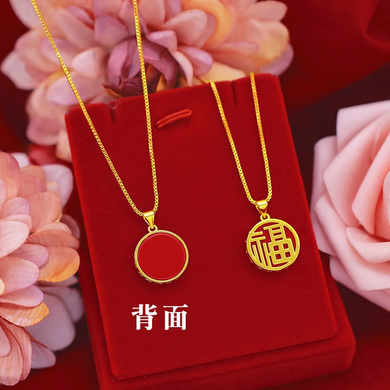 Gold Dropshipping Lucky Gold Pendant Necklace for Women Chain Clavicle Ornaments for Girlfriend Birthday Gifts Fine Jewelry Female