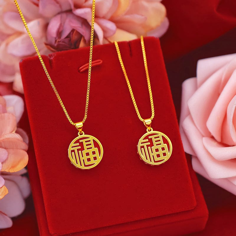 Gold Dropshipping Lucky Gold Pendant Necklace for Women Chain Clavicle Ornaments for Girlfriend Birthday Gifts Fine Jewelry Female