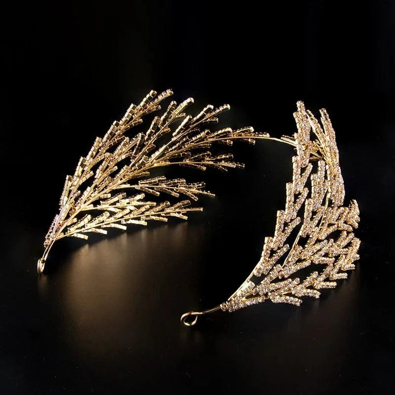 Gold Fairy European Bridal Accessories Wedding Rhinestone Hair Hoop Jewelry Handmade Micro Pave Diamond Crystal Princess Tiara