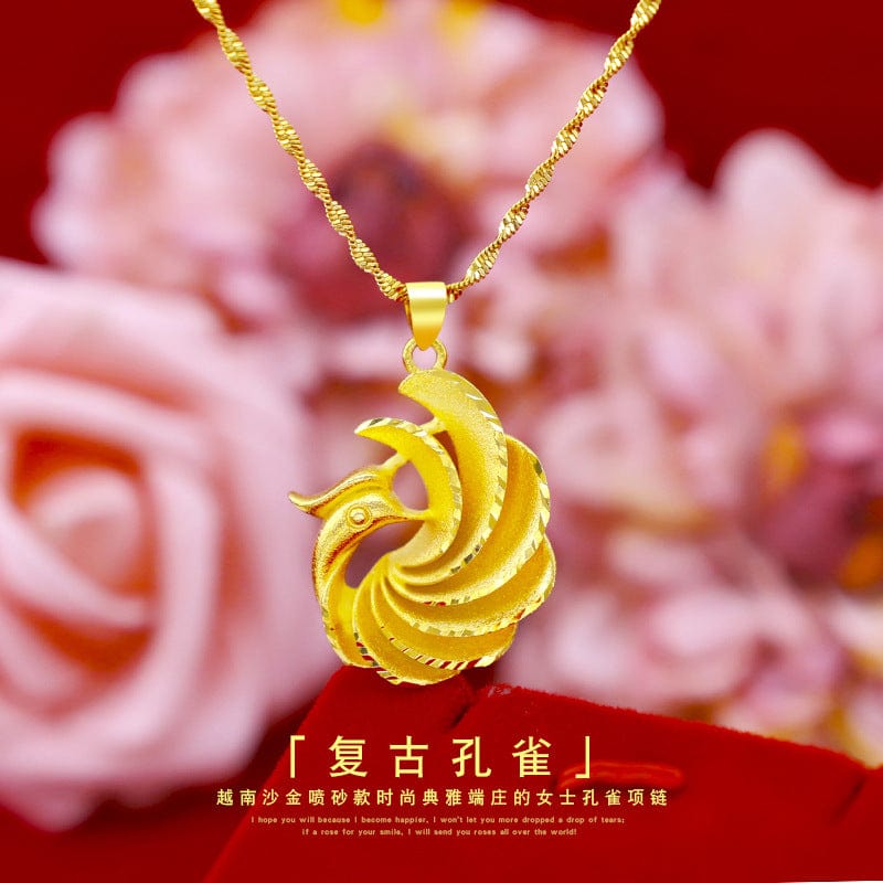 Gold Fashion 14k Gold Bracelet for Women's Wedding Engagement Jewelry Charm Peacock Pendant Bracelet Women Yellow Gold Jewelry Gifts