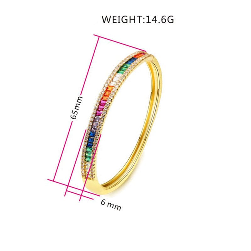 Gold Fashion Jewelry Brass 18K Gold Plated Colorful Zircon Bangles For Women