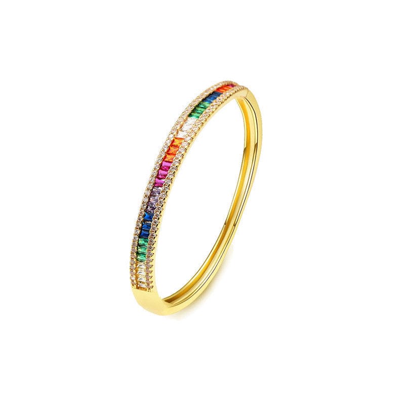 Gold Fashion Jewelry Brass 18K Gold Plated Colorful Zircon Bangles For Women