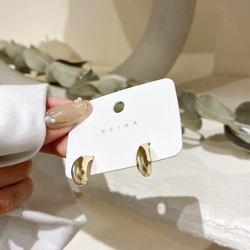 Gold Gold Color Moon Shape C Stud Earrings for Women Trendy Small Exquisite Jewelry