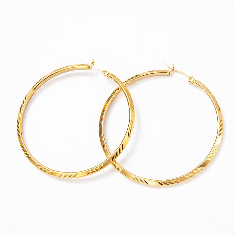 Gold Gold Earrings Stainless Steel Gold Big Round Hoop Earrings Vintage Temperament Fine Jewelry Women Creole Hoop Earrings