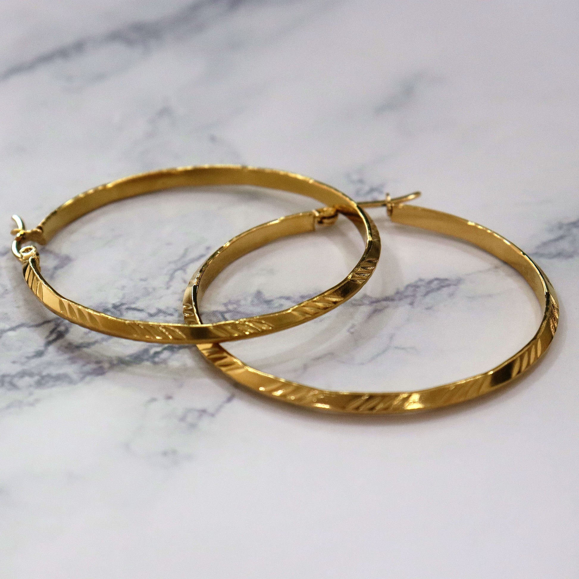 Gold Gold Earrings Stainless Steel Gold Big Round Hoop Earrings Vintage Temperament Fine Jewelry Women Creole Hoop Earrings