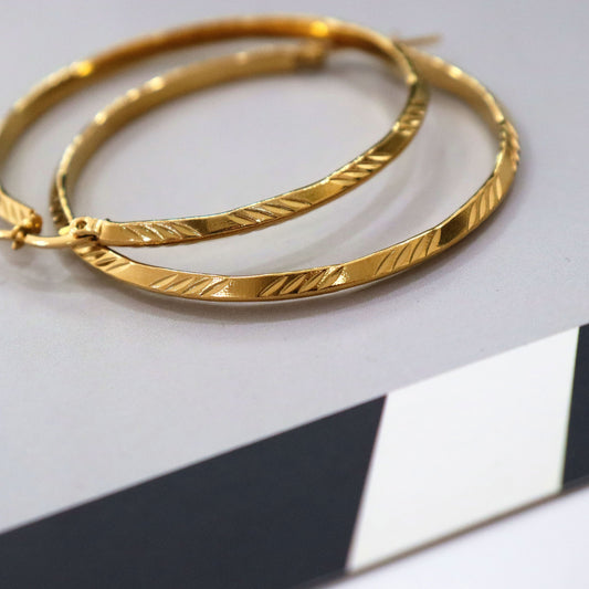 Gold Gold Earrings Stainless Steel Gold Big Round Hoop Earrings Vintage Temperament Fine Jewelry Women Creole Hoop Earrings