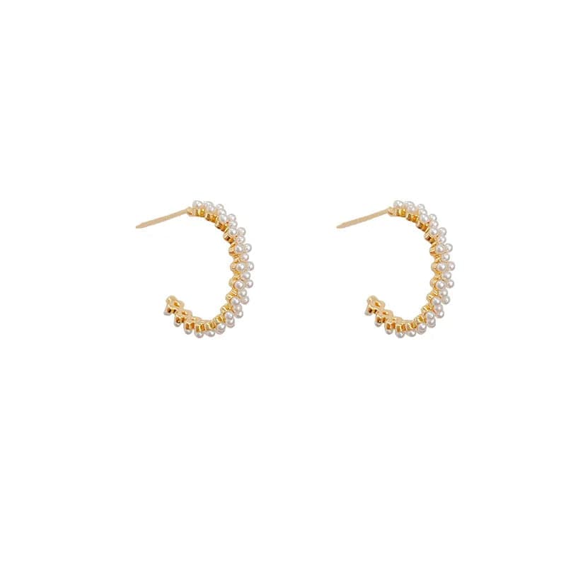 Gold Gold Pearl Beads Hoops Women Luxury Crystal Fashion Fine Jewelry Piercing Loops Pendiente Earring