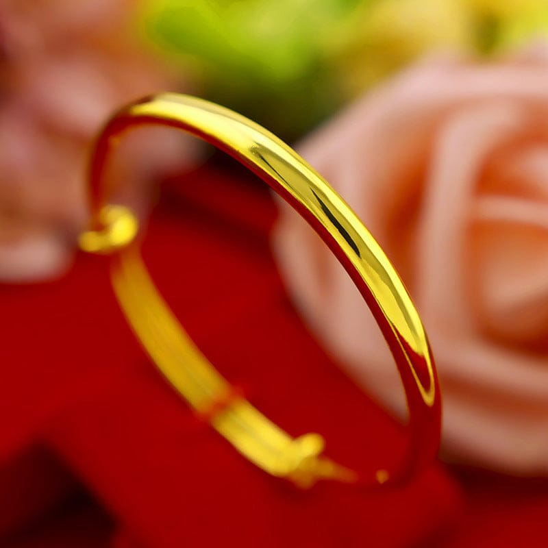 Gold Korean Fashion Bracelet Printed Women's Bangles Yellow Gold Wedding Engagement Jewelry Women Statement Jewelry Gifts