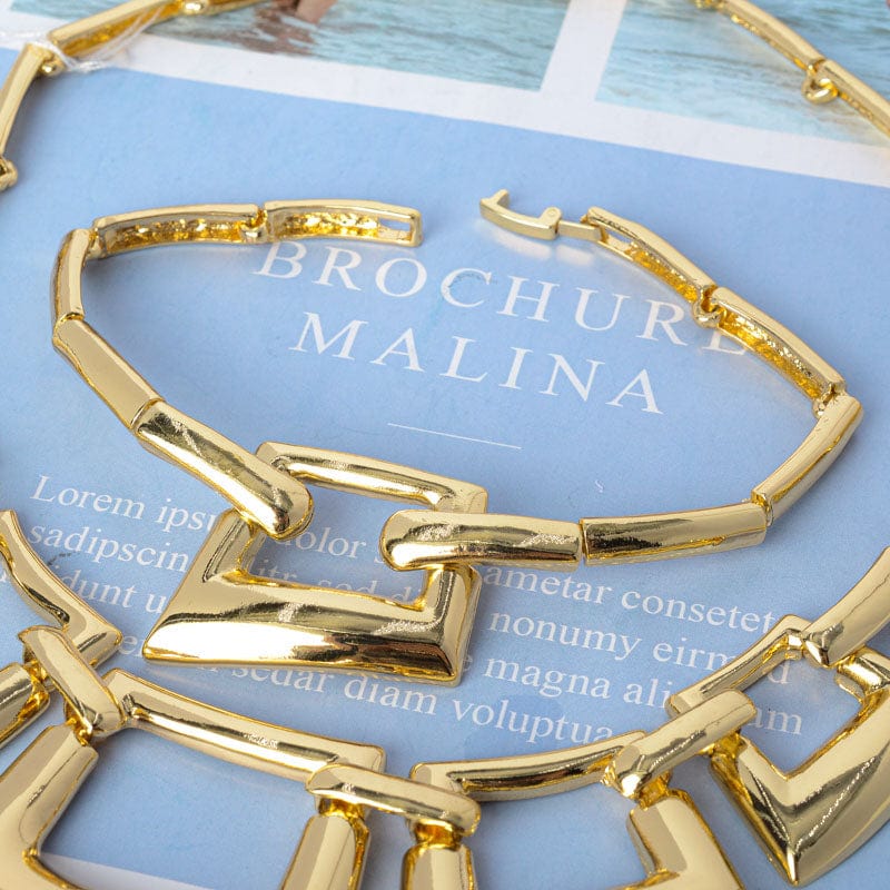 Gold Latest Luxury Brazilian Gold Wedding Jewelry Set Italian 24 Carat Gold Plated Bridal Exaggerate Big Jewelry Sets