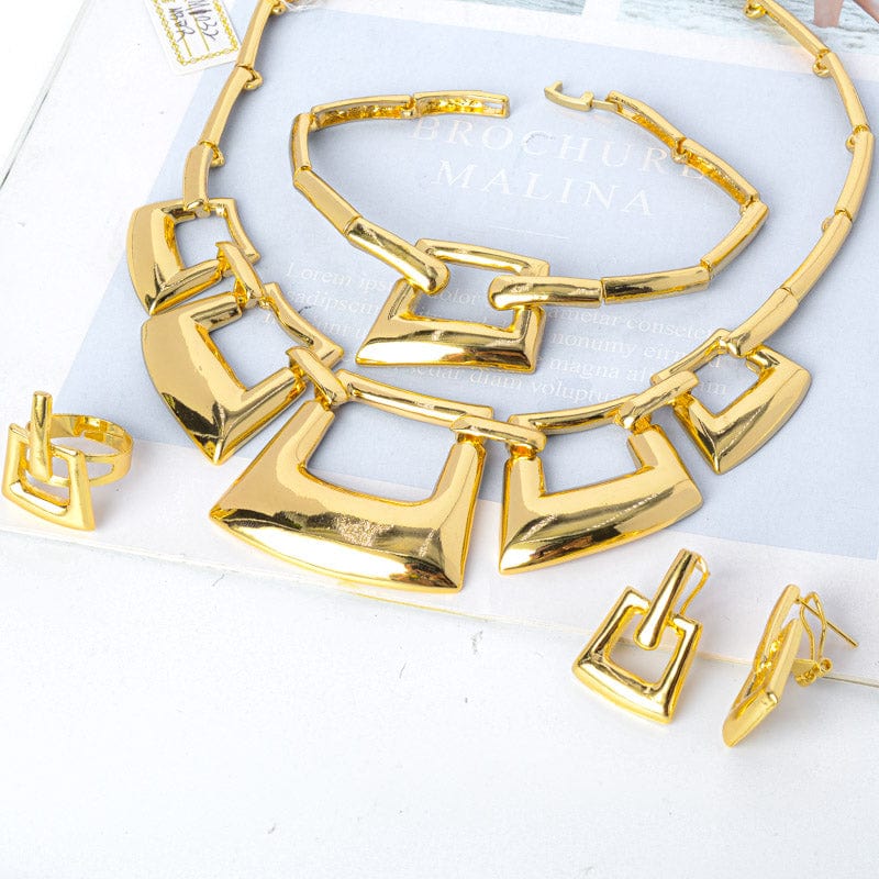 Gold Latest Luxury Brazilian Gold Wedding Jewelry Set Italian 24 Carat Gold Plated Bridal Exaggerate Big Jewelry Sets