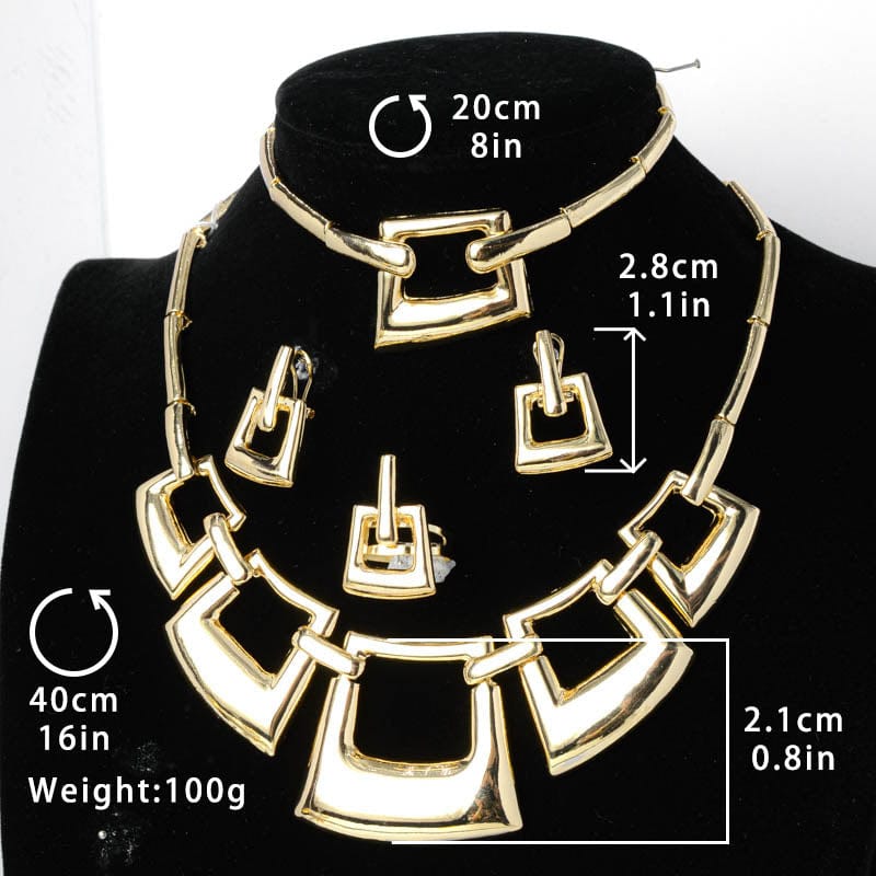 Gold Latest Luxury Brazilian Gold Wedding Jewelry Set Italian 24 Carat Gold Plated Bridal Exaggerate Big Jewelry Sets