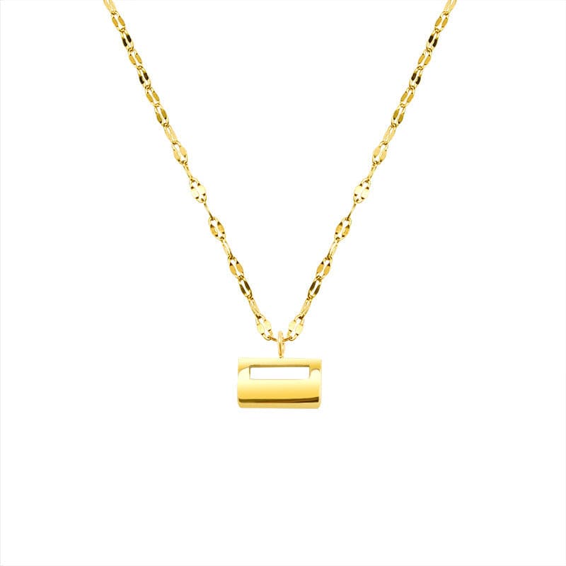 Gold New Minimalist Non Fade Stainless Steel Gold Plated Chain Small Gold Brick Handbag Shape Pendant Necklace for Girl