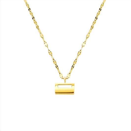 Gold New Minimalist Non Fade Stainless Steel Gold Plated Chain Small Gold Brick Handbag Shape Pendant Necklace for Girl
