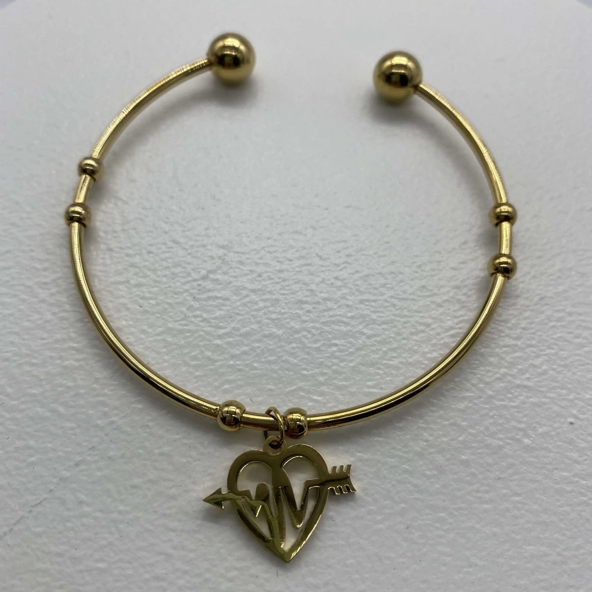 Gold Nurse Bracelet Stainless Steel Heartbeat EKG Heart Cuff Bangle Most Popular Couple Pulse Arrow Heart Charm Cuff Bangle Bracelet