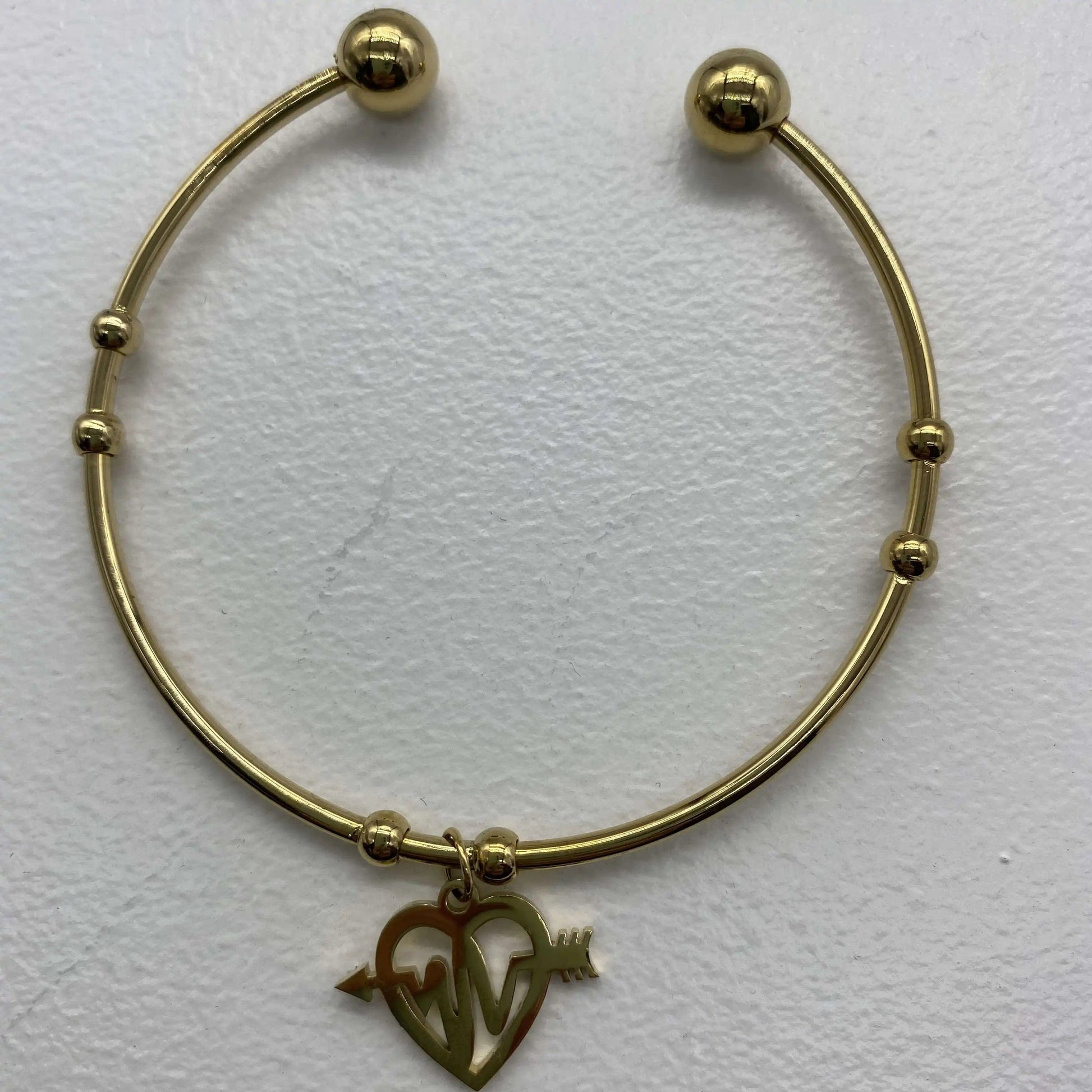 Gold Nurse Bracelet Stainless Steel Heartbeat EKG Heart Cuff Bangle Most Popular Couple Pulse Arrow Heart Charm Cuff Bangle Bracelet