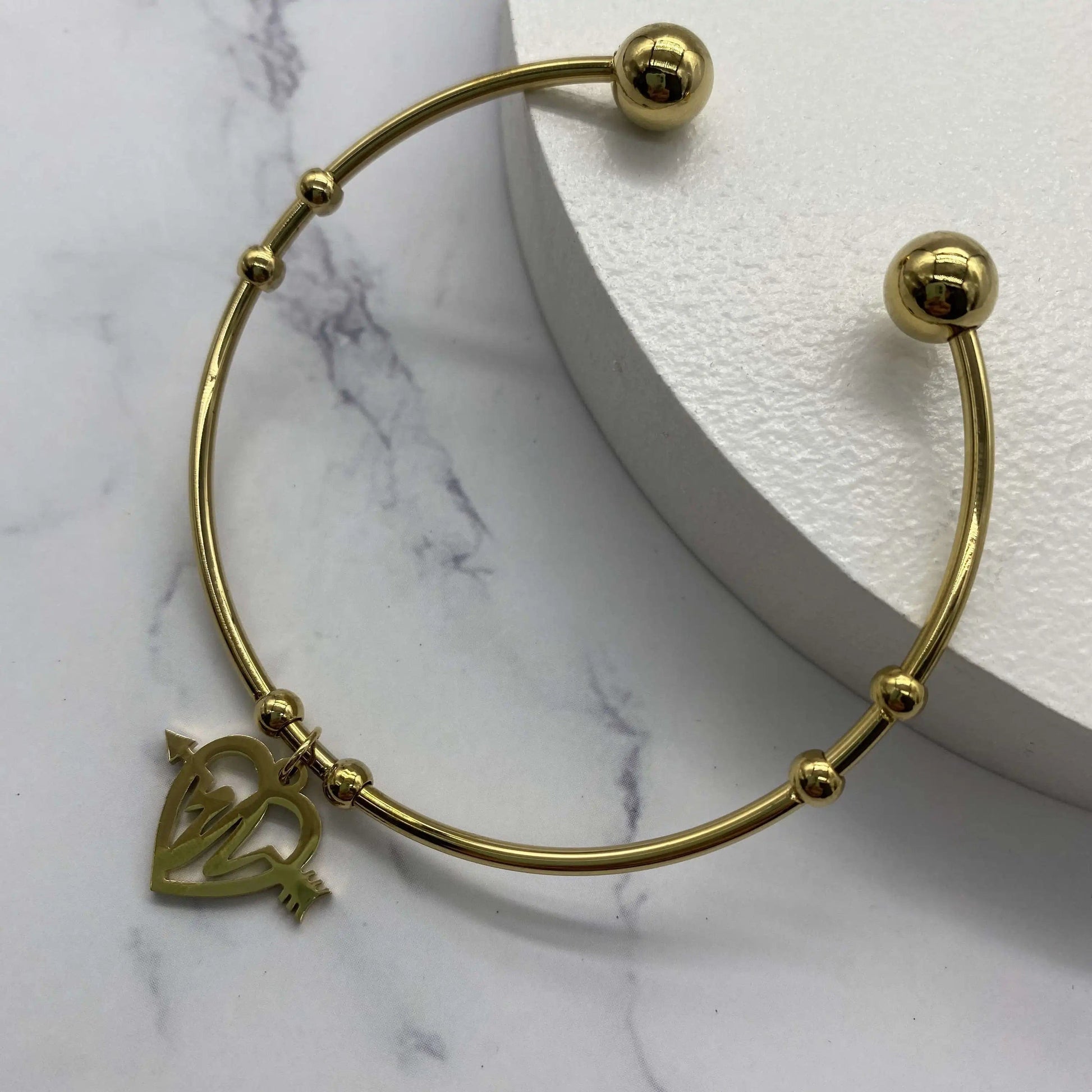 Gold Nurse Bracelet Stainless Steel Heartbeat EKG Heart Cuff Bangle Most Popular Couple Pulse Arrow Heart Charm Cuff Bangle Bracelet