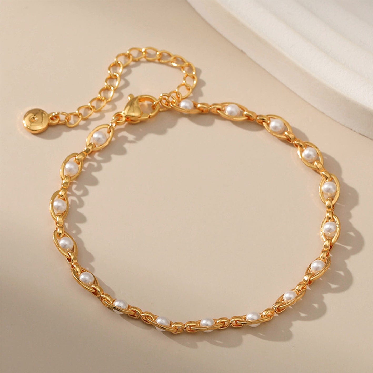 Gold Plated Best Seller Pearl Jewelry Anklet Stainless Steel Fashion Jewelry Anklets  Gold Plated