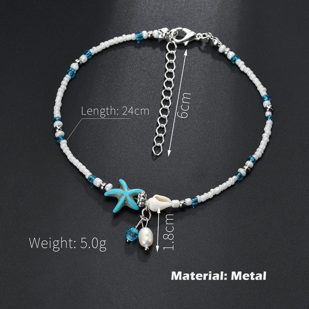 Gold Plated Ocean Style Shell Anklet Handmade Bohemian Pearl Anklets Beach Jewelry