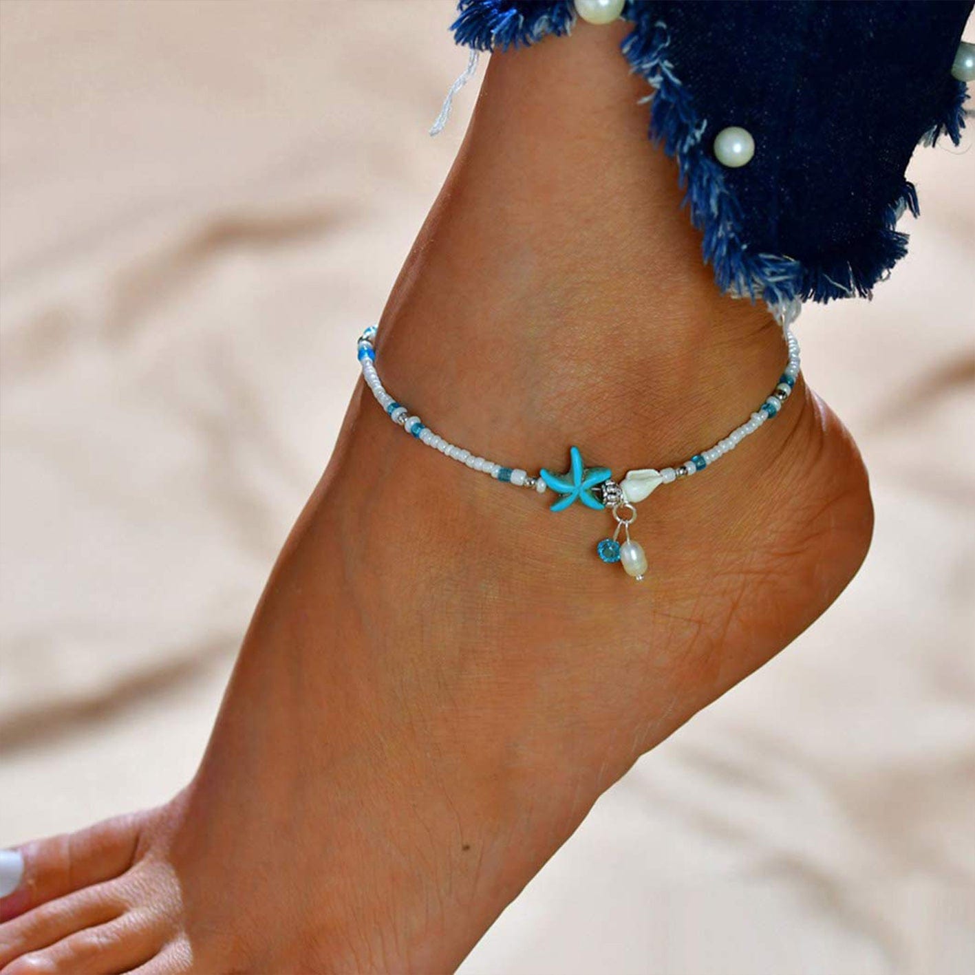 Gold Plated Ocean Style Shell Anklet Handmade Bohemian Pearl Anklets Beach Jewelry
