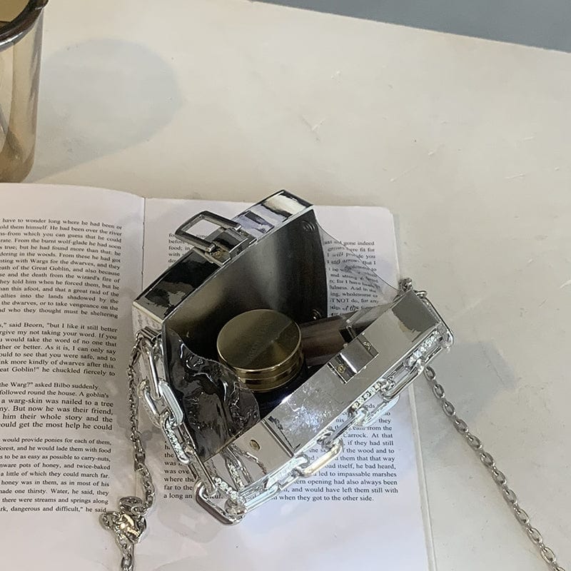 Gold Silver Clutch Purse for Women Luxury PVC Box Bag Chains Design Acrylic Handbag Fancy Evening Bags