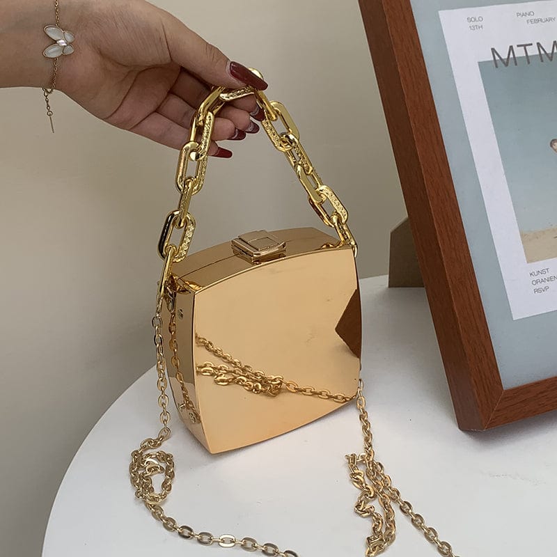 Gold Silver Clutch Purse for Women Luxury PVC Box Bag Chains Design Acrylic Handbag Fancy Evening Bags