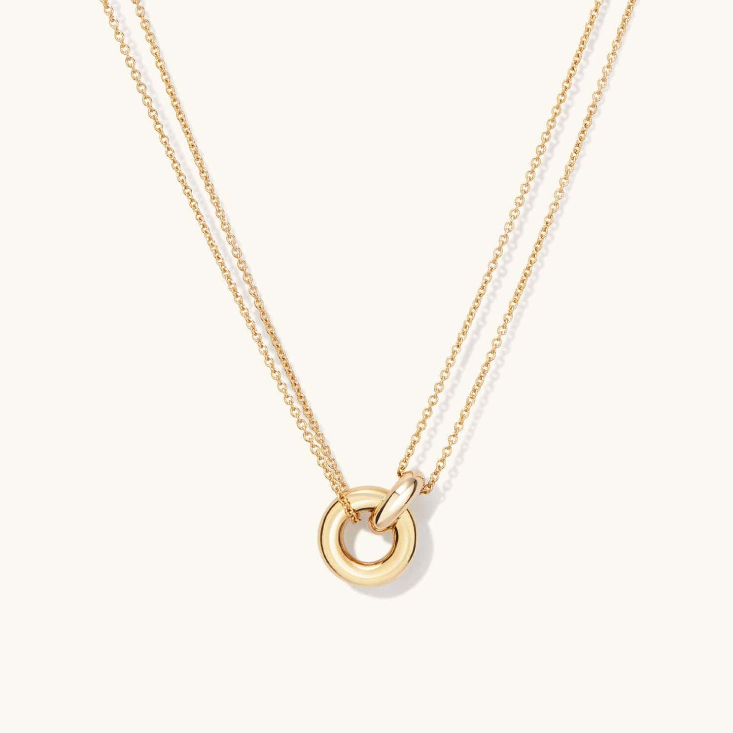 Gold Trendy Stainless Steel Two Color Round Shape Two Interlocking Infinity Circle Pendant Necklaces Women Christmas Day Gift