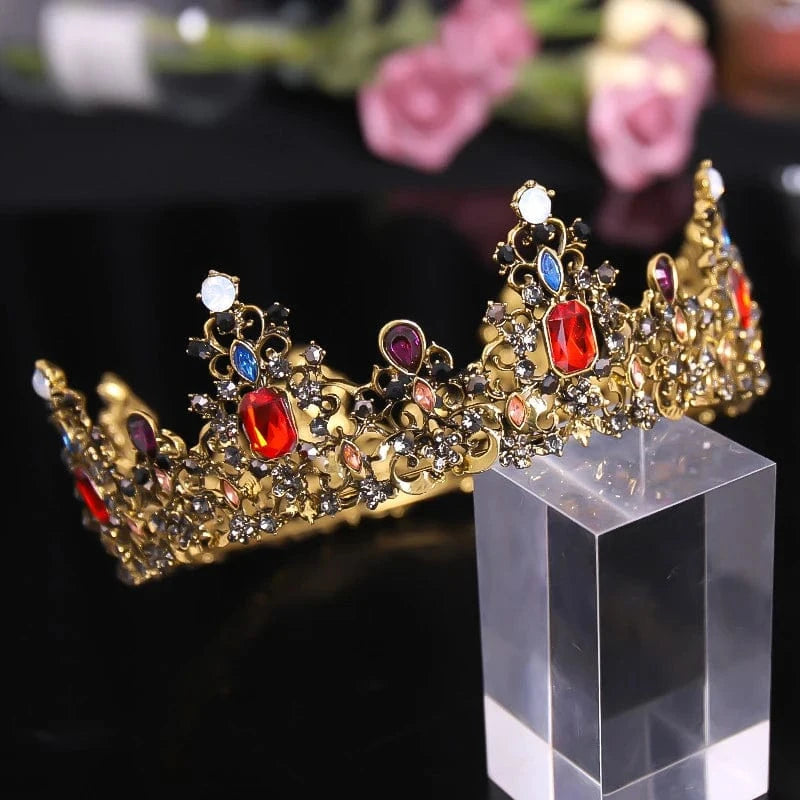 Gold Vintage Baroque Queen King Bride Tiara Crown For Women Headdress Prom Bridal Wedding Tiaras and Crowns