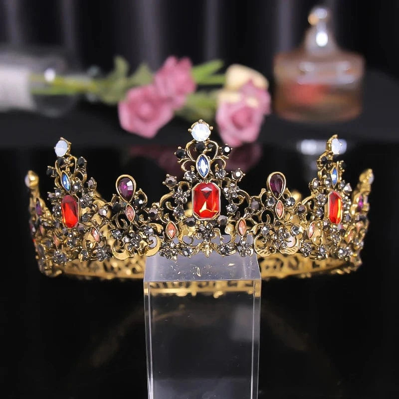 Gold Vintage Baroque Queen King Bride Tiara Crown For Women Headdress Prom Bridal Wedding Tiaras and Crowns