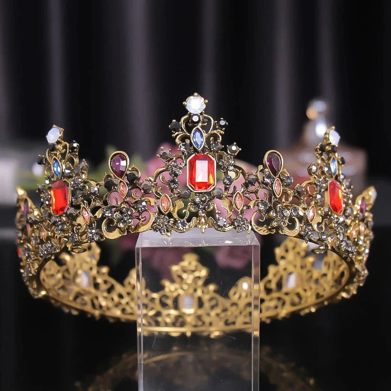 Gold Vintage Baroque Queen King Bride Tiara Crown For Women Headdress Prom Bridal Wedding Tiaras and Crowns