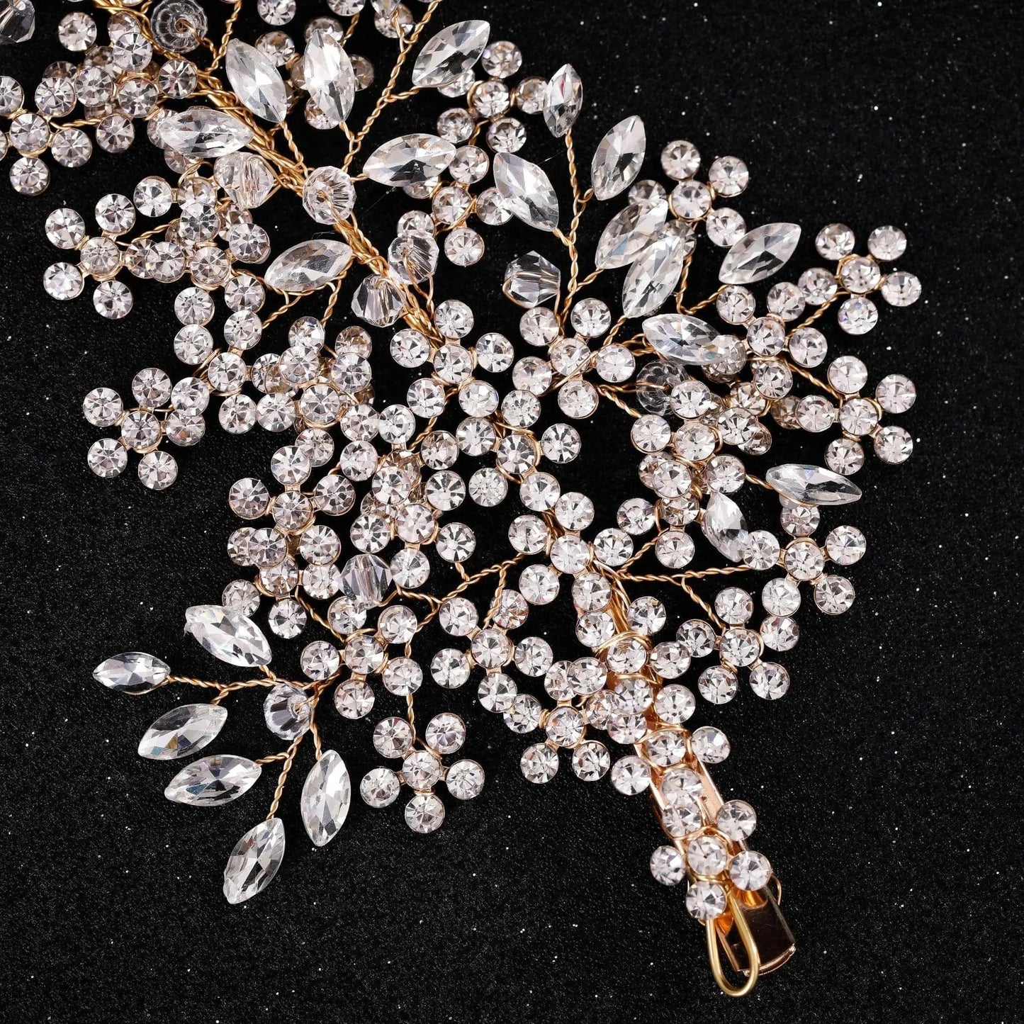 Gold Wedding Hair Clips Gold Rhinestones Opal Crystal Vintage Bridal Hair Clips with 2PCS Hair Pins for Brides and Bridesmaids