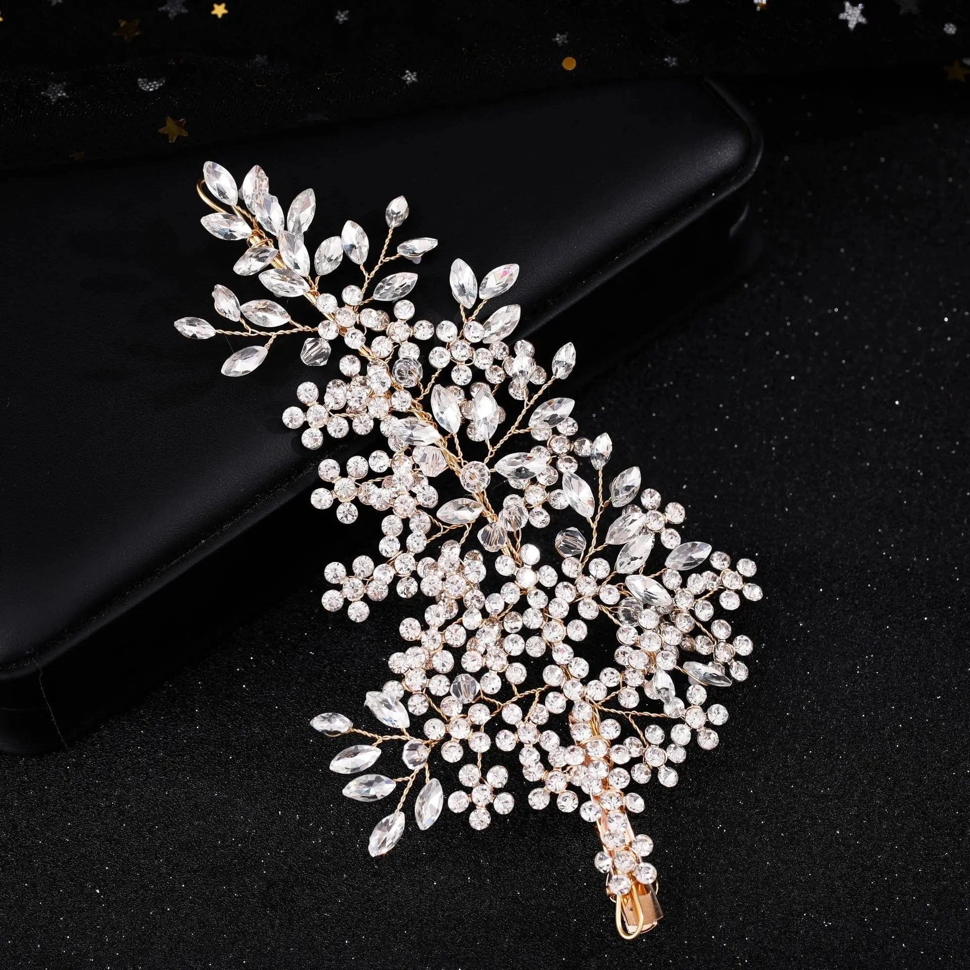 Gold Wedding Hair Clips Gold Rhinestones Opal Crystal Vintage Bridal Hair Clips with 2PCS Hair Pins for Brides and Bridesmaids