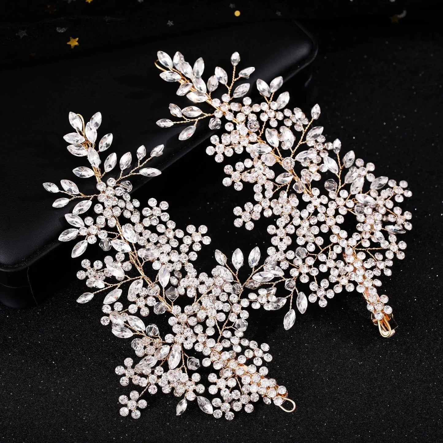 Gold Wedding Hair Clips Gold Rhinestones Opal Crystal Vintage Bridal Hair Clips with 2PCS Hair Pins for Brides and Bridesmaids