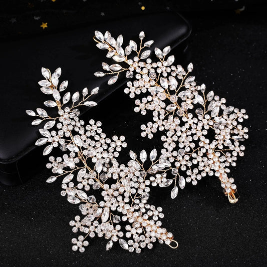 Gold Wedding Hair Clips Gold Rhinestones Opal Crystal Vintage Bridal Hair Clips with 2PCS Hair Pins for Brides and Bridesmaids