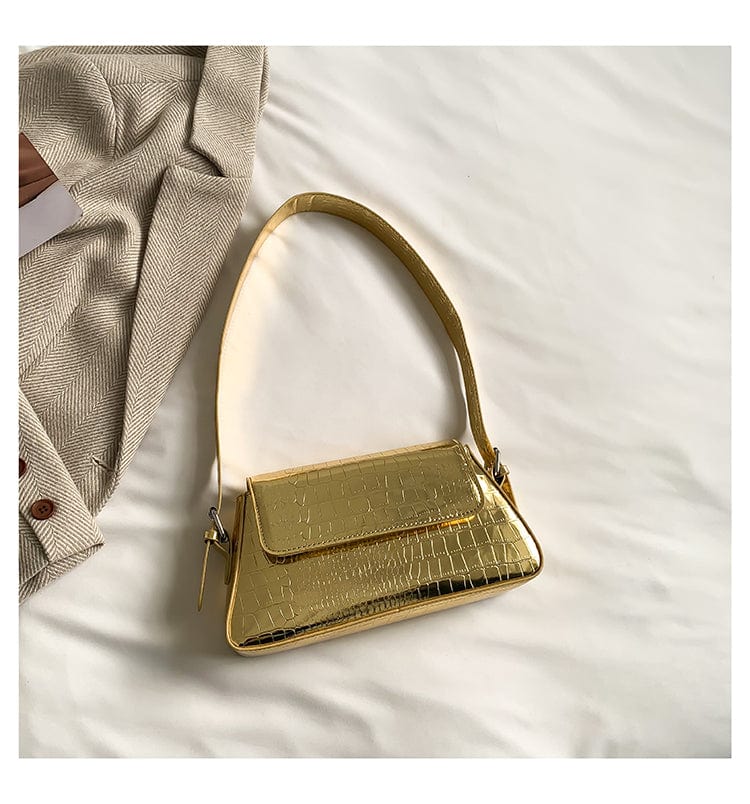 Golden Alligator Pattern Shoulder Crossbody China Hand Stone Underarm Bags Women Mini Purse Designers Leather Handbag