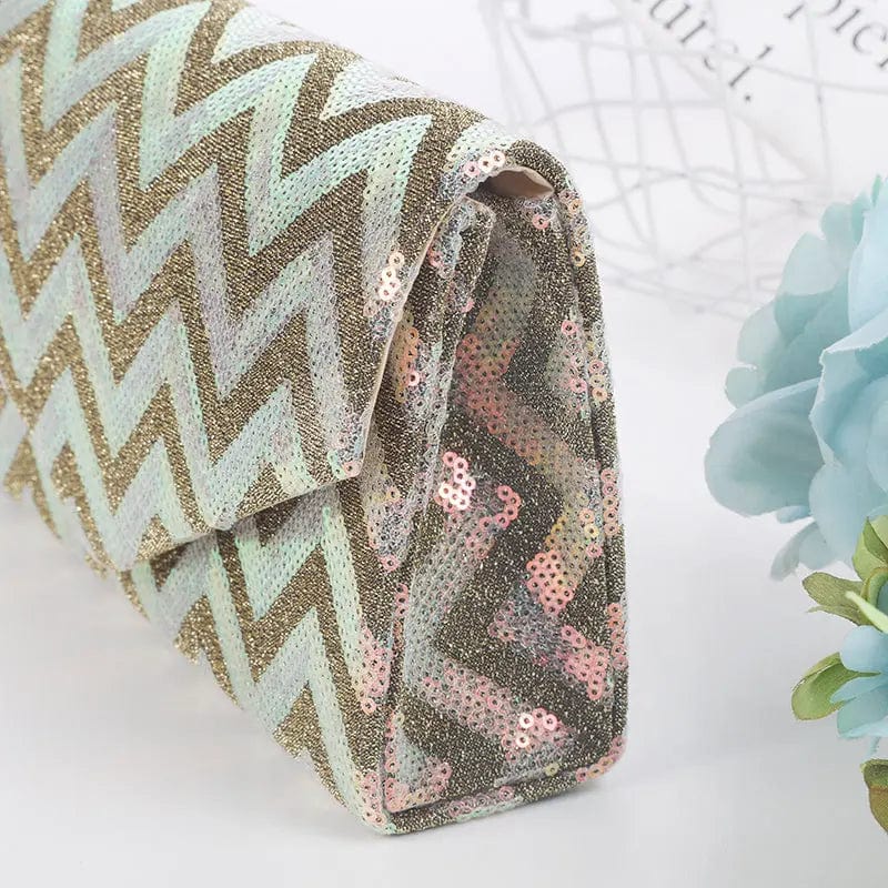 Golden China Supplier Wholesale Fashion Retro Hipster Elegant Ladies Dress Sequin Party Wedding Envelope Money Clutch Evening Bag