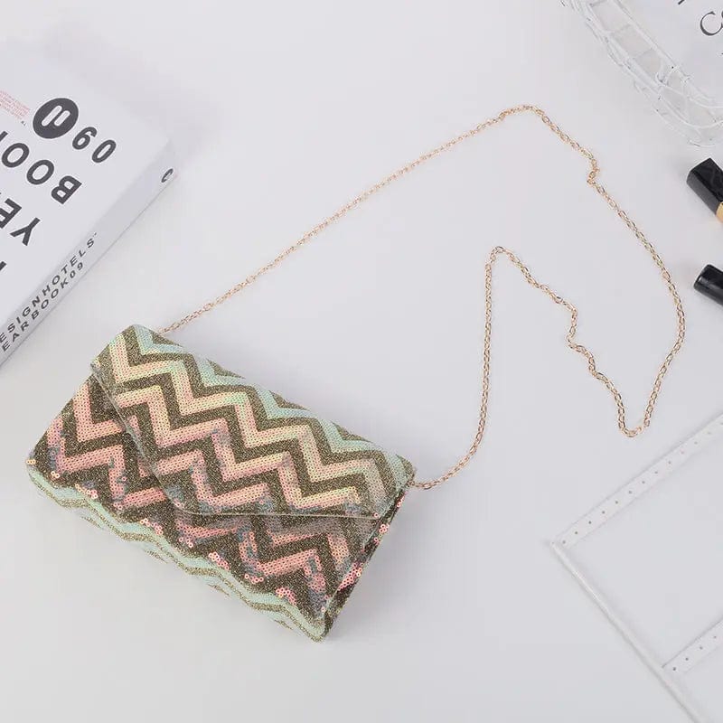 Golden China Supplier Wholesale Fashion Retro Hipster Elegant Ladies Dress Sequin Party Wedding Envelope Money Clutch Evening Bag