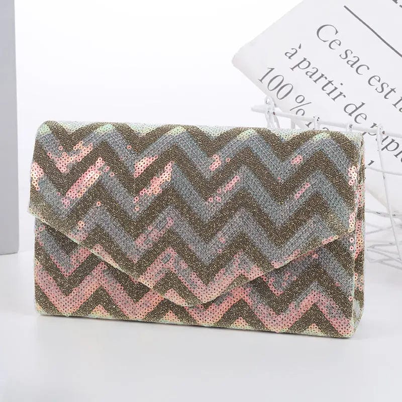 Golden China Supplier Wholesale Fashion Retro Hipster Elegant Ladies Dress Sequin Party Wedding Envelope Money Clutch Evening Bag