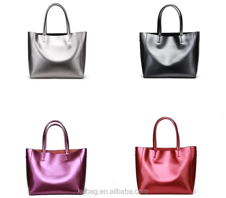 Golden color unique purse large-capacity leather shoulder bag handmade laptop computer handbag