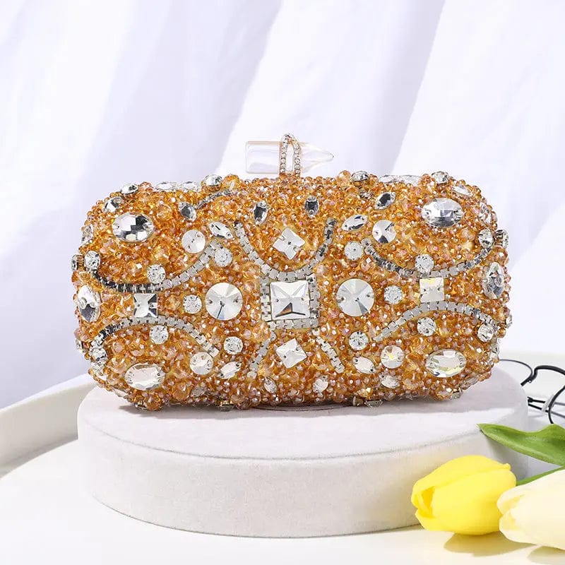 Golden Creative Bead Embroidered Lady Inlaid With Diamond Bullet Holding Famous Ladies European And American Aristocratic Evening Bag