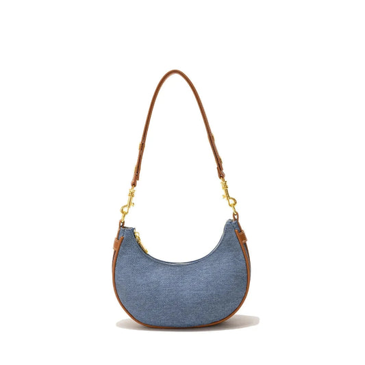 Good price jeans bags handbags women eco shoulder bag women blue color custom half moon handbag