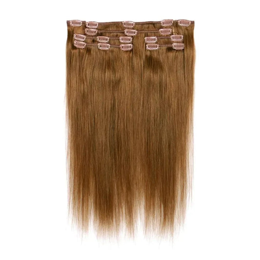 Good quality human hair #6 easy wear  8pcs/set straight clip in hair extension for white women
