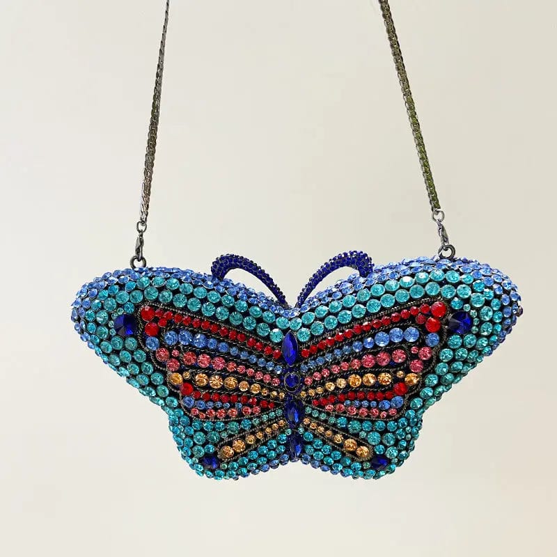 Good Quality Wedding Bridal Sparkle Butterfly Shape Clutch Bags Hardcase Rhinestone Crystal Handbag  for Evening Party